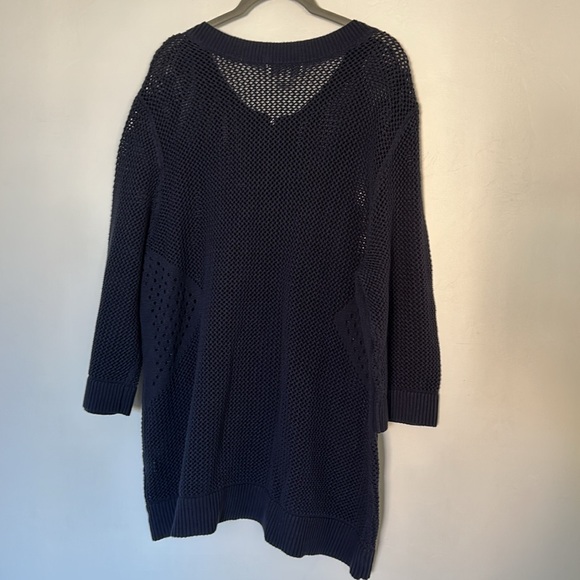 NWT CJ Banks Navy Open Knit Sweater - Picture 2 of 6